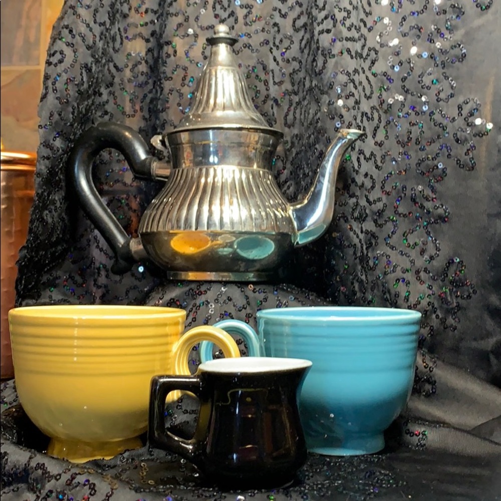 Tea Party Set Vintage Fiestaware & Silverplate Luv